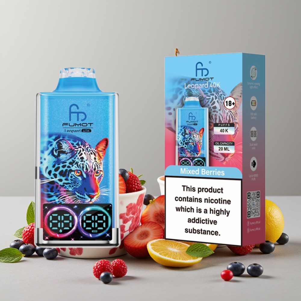 Fumot Leopard 40K Puffs Disposable Vape Dual Mesh Type-C Mixed Berries 0-5% Nicotine