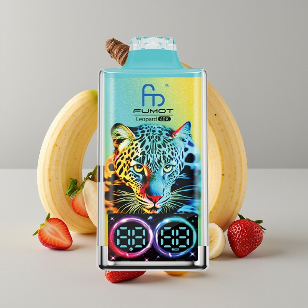 Fumot Leopard 40K Puffs Strawberry Banana 5% Nicotine Dual Mesh 700mAh Type-C Digital Display