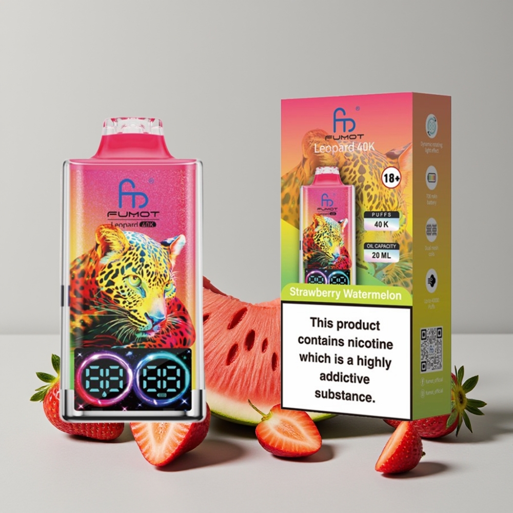 Fumot Leopard 40K Puffs Strawberry Watermelon Dual Mesh 700mAh Type-C Disposable Vape