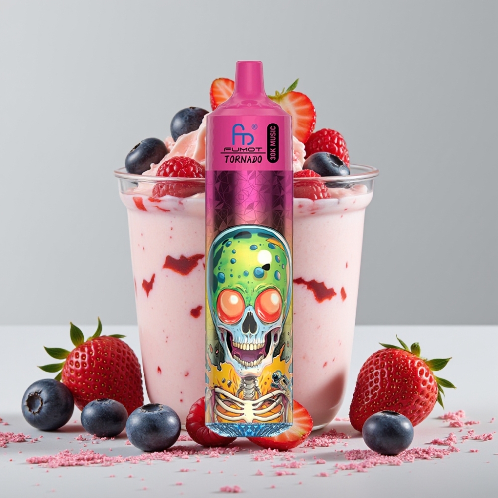 Fumot RandM Tornado 30000 Puffs 30mL 5% Blueberry Strawberry Raspberry Ice Cream
