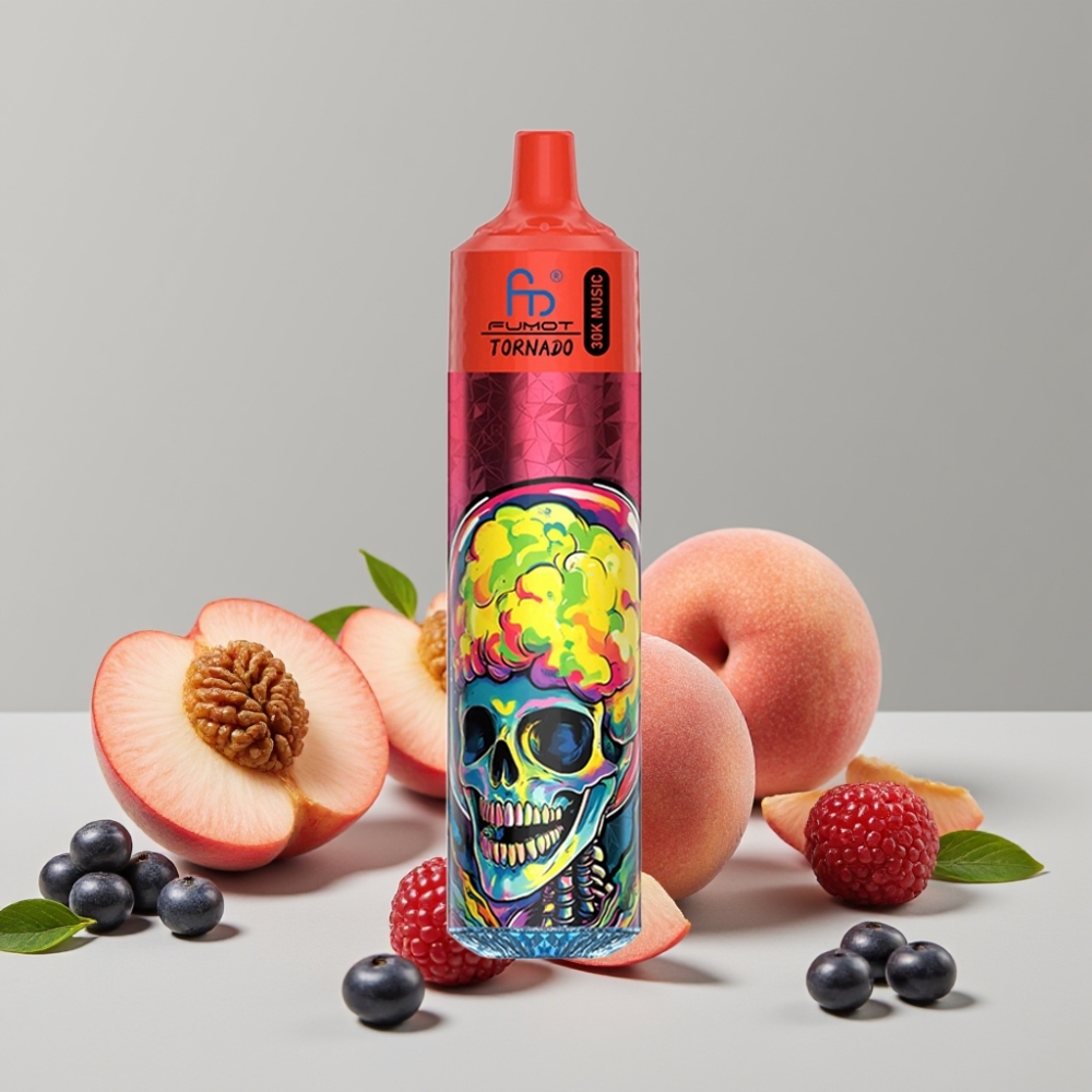 Fumot RandM Tornado 30000 Puffs Disposable Vape 30mL 5% Peach Berries 600mAh LED