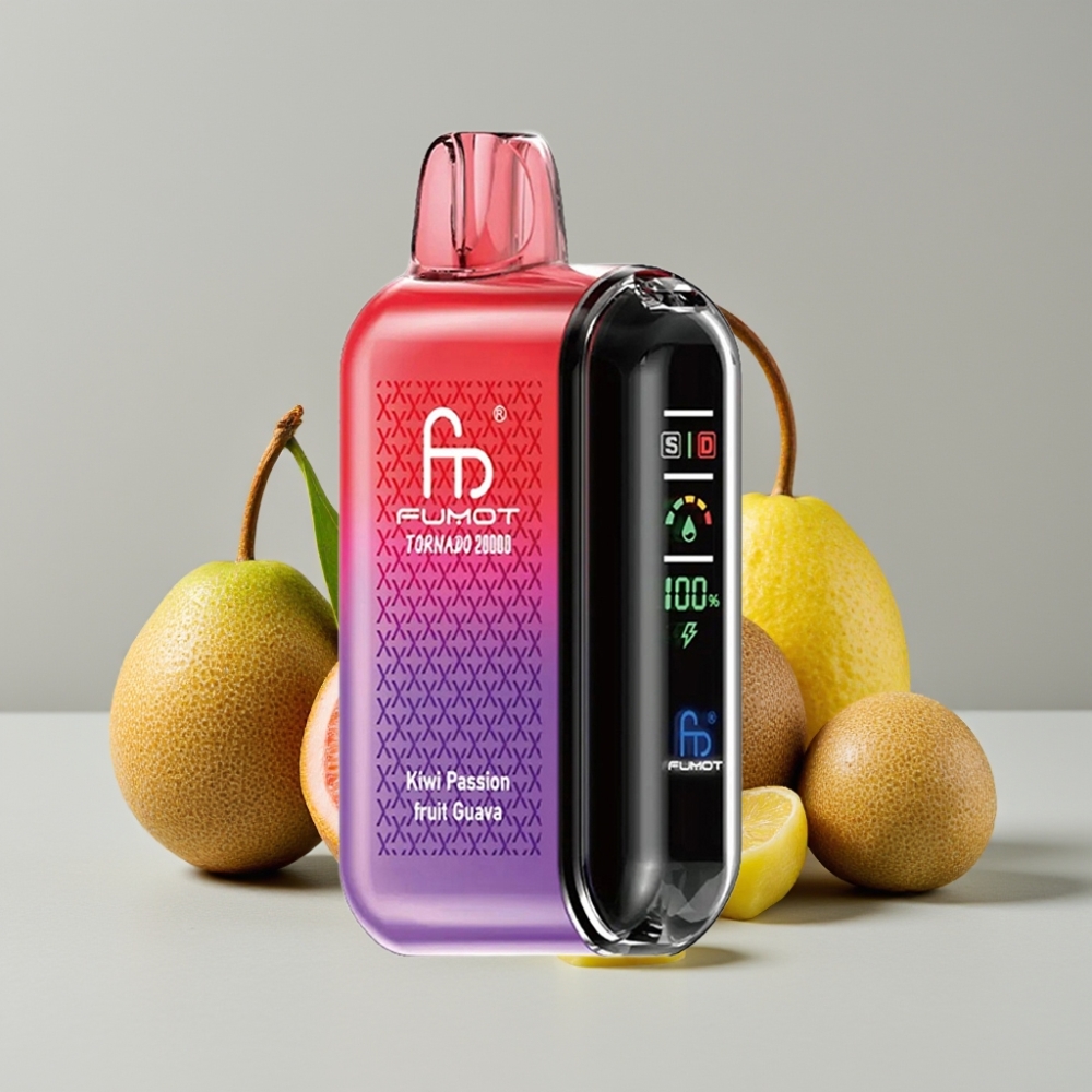 Fumot Tornado 20000 Puffs Disposable Vape Kiwi Passion Fruit Guava Dual Mesh Coil 20ml 850mAh