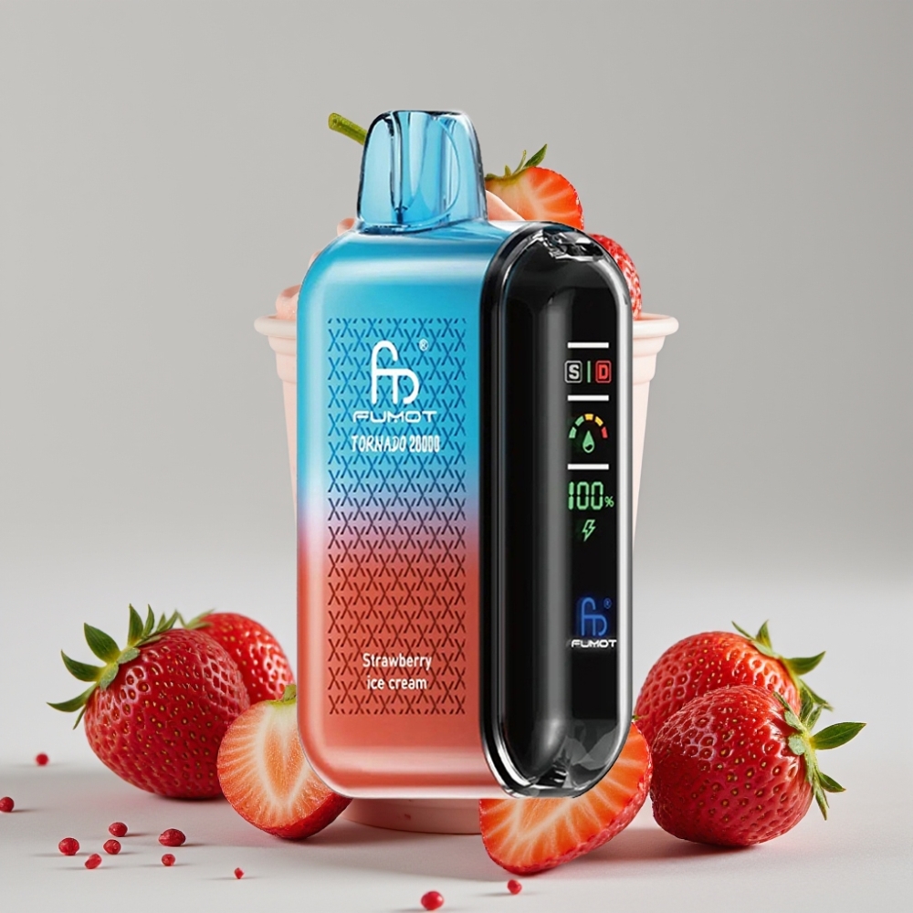 Fumot Tornado 20000 Puffs Disposable Vape Strawberry Ice Cream Dual Mesh 20ml 850mAh