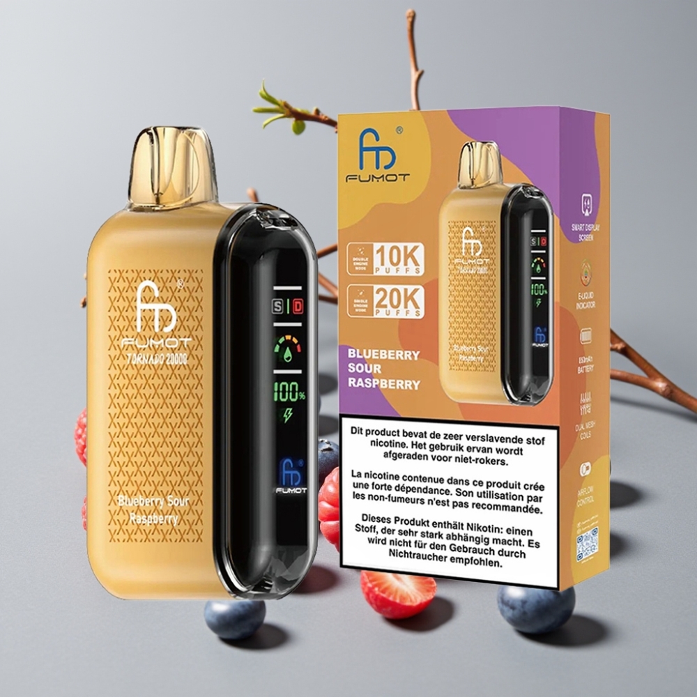 Fumot Tornado 20000 Puffs Dual Mesh 20ml Airflow Blueberry Sour Raspberry