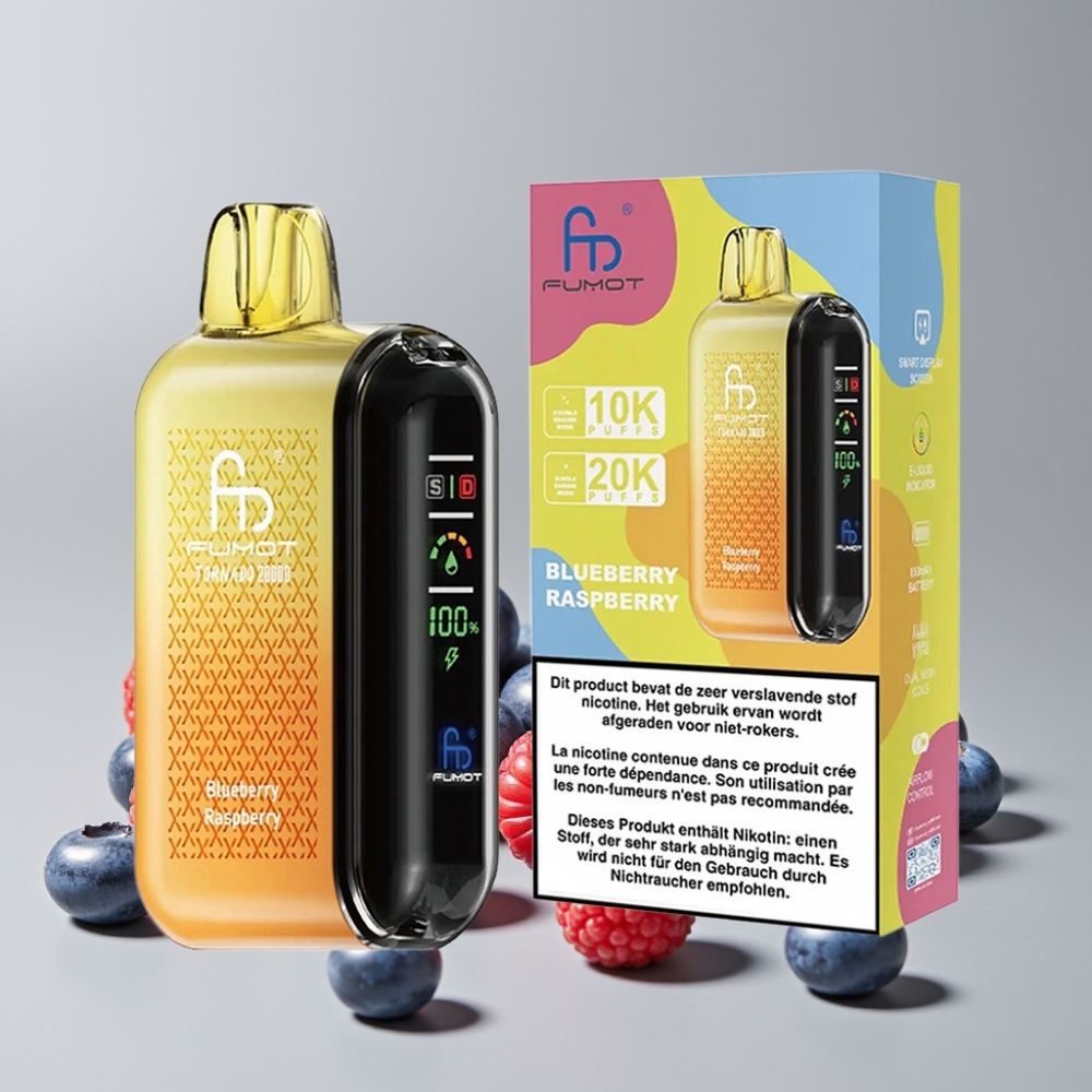 Fumot Tornado 20000 Puffs Dual Mesh 20ml Blueberry Raspberry Disposable Vape