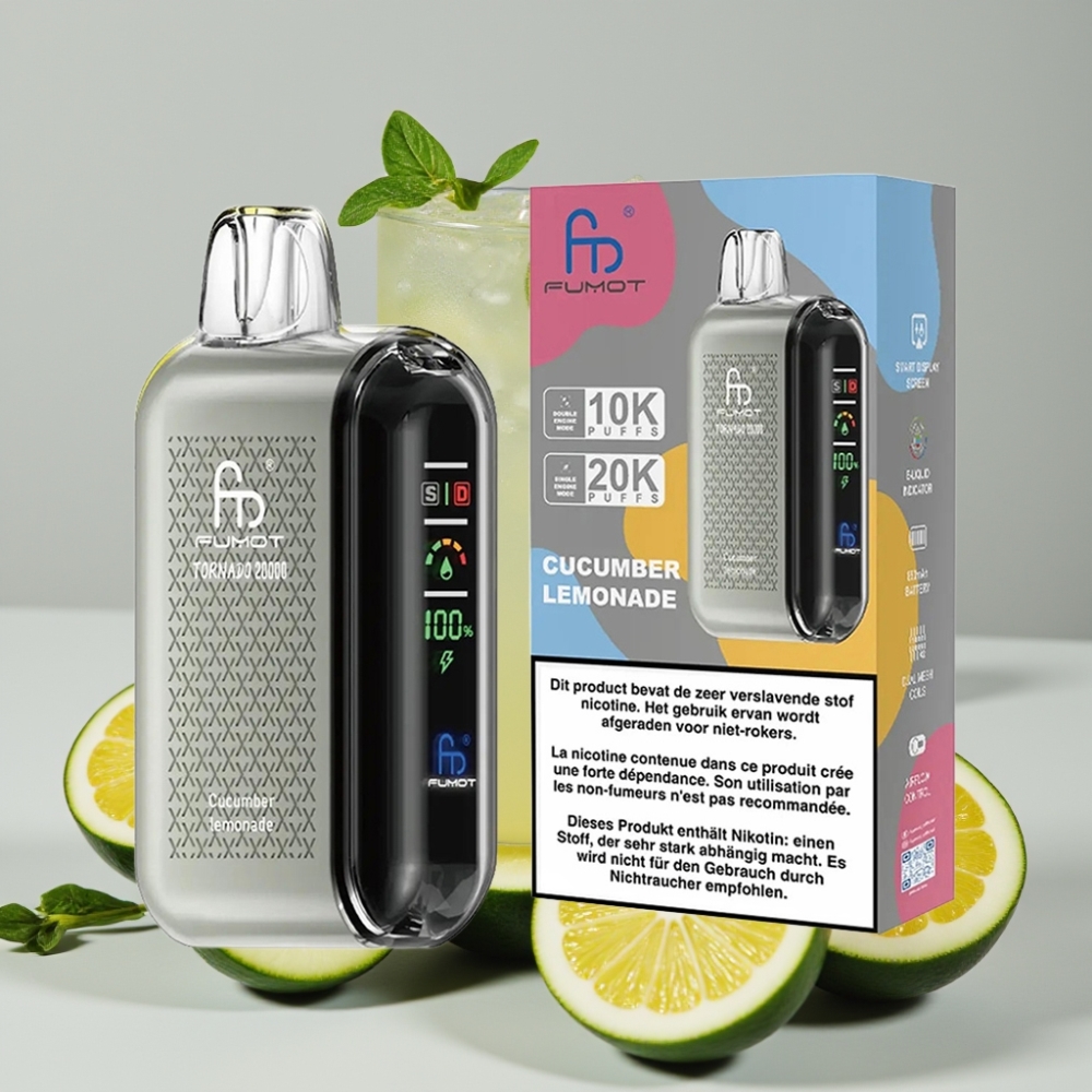 Fumot Tornado 20000 Puffs Dual Mesh 20ml Cucumber Lemonade Disposable Vape