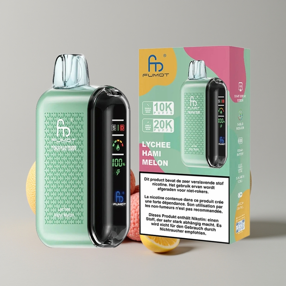 Fumot Tornado 20000 Puffs Dual Mesh 20ml Lychee Hami Melon Disposable Vape