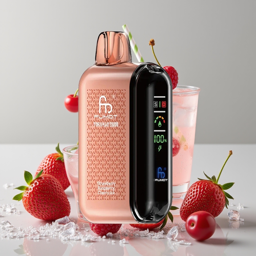 Fumot Tornado 20000 Puffs Dual Mesh 20ml Strawberry Raspberry Cherry Ice