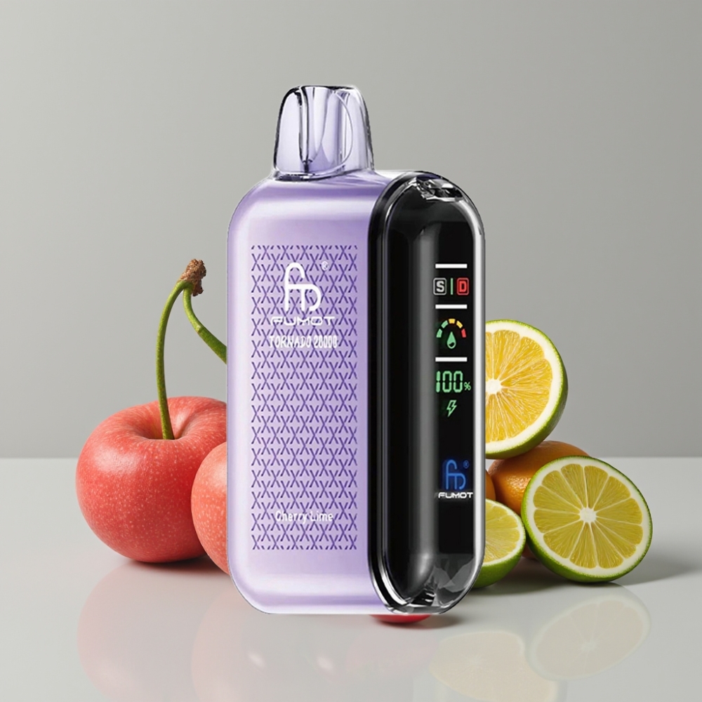 Fumot Tornado 20000 Puffs Dual Mesh Cherry Lime Disposable Vape Smart Display Rechargeable