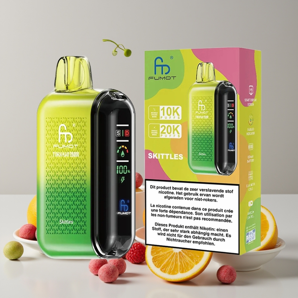 Fumot Tornado 20000 Puffs Dual Mesh Coil Skittles 20ml 850mAh Rechargeable