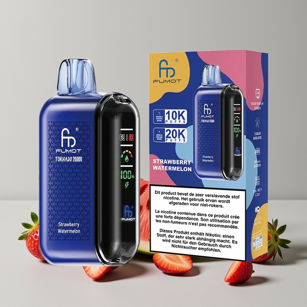 Fumot Tornado 20000 Puffs Strawberry Watermelon Disposable Vape Dual Mesh 20ml 850mAh