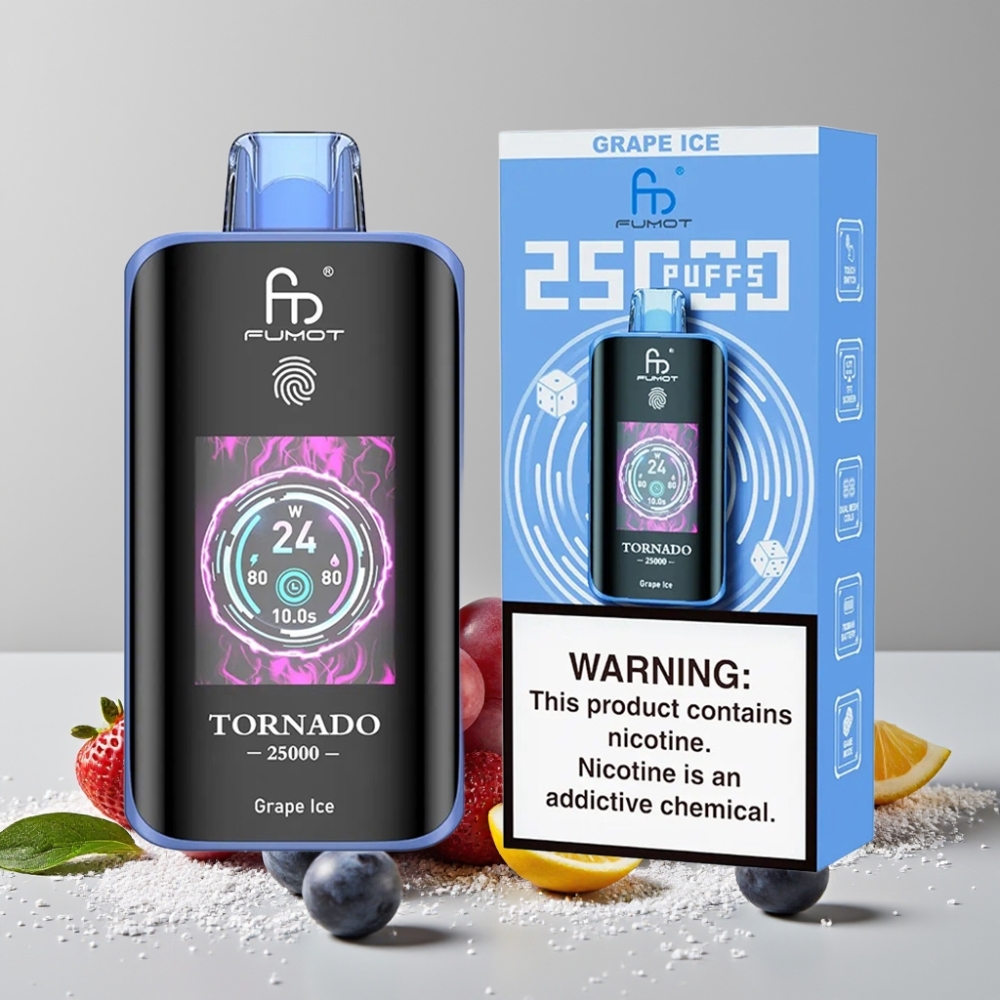 Fumot Tornado 25000 Puffs Grape Ice HD Screen 700mAh 20ml Type-C
