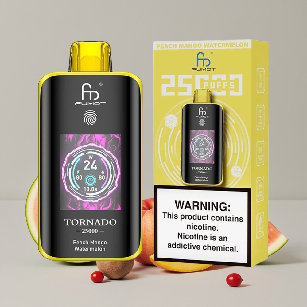 Fumot Tornado 25000 Puffs HD Screen 700mAh Rechargeable Peach Mango Watermelon