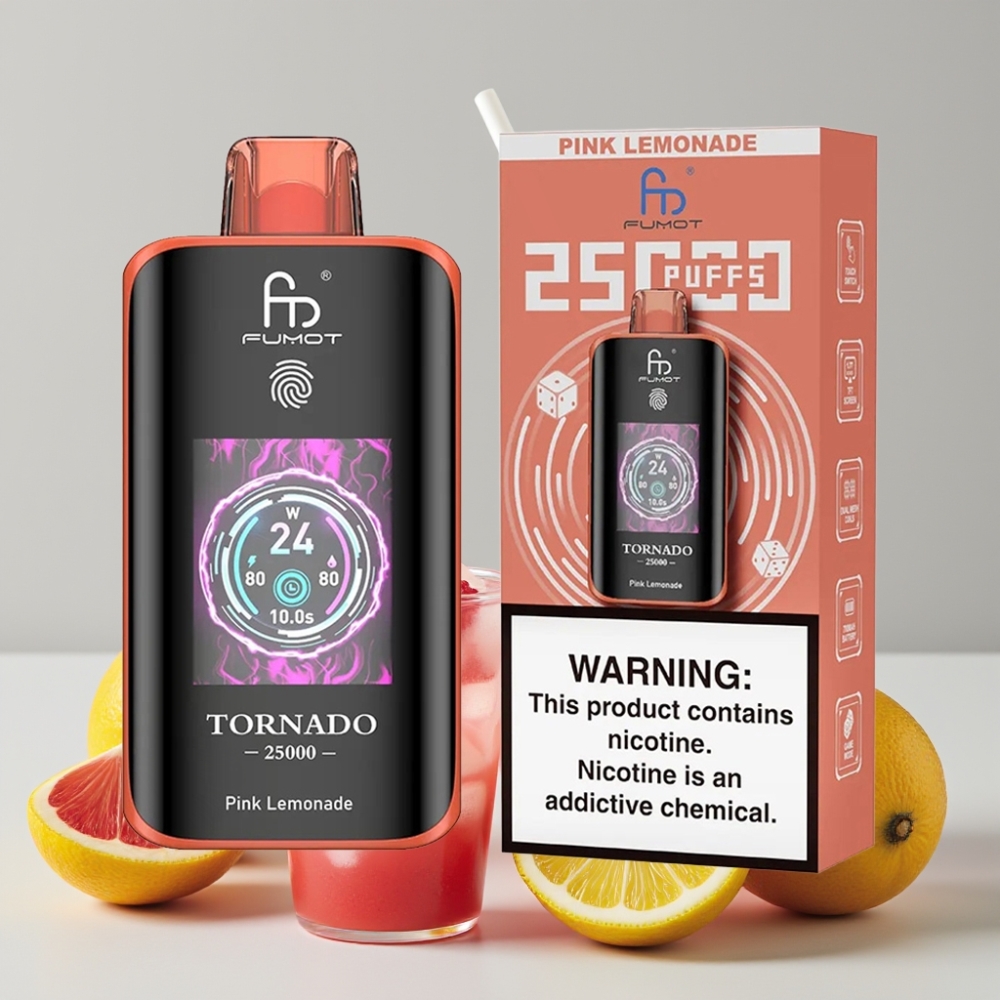 Fumot Tornado 25000 Puffs HD Screen 700mAh Rechargeable Pink Lemonade
