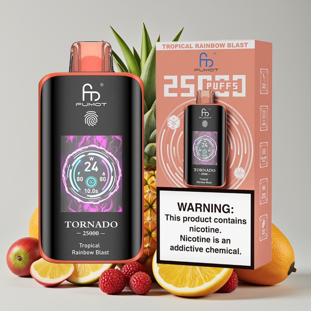 Fumot Tornado 25000 Puffs HD Screen 700mAh Rechargeable Tropical Rainbow Blast