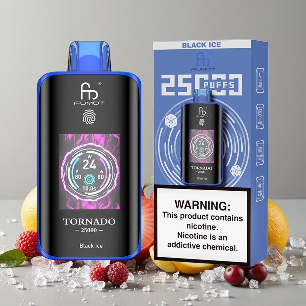 Fumot Tornado 25000 Puffs HD Screen Rechargeable Black Ice