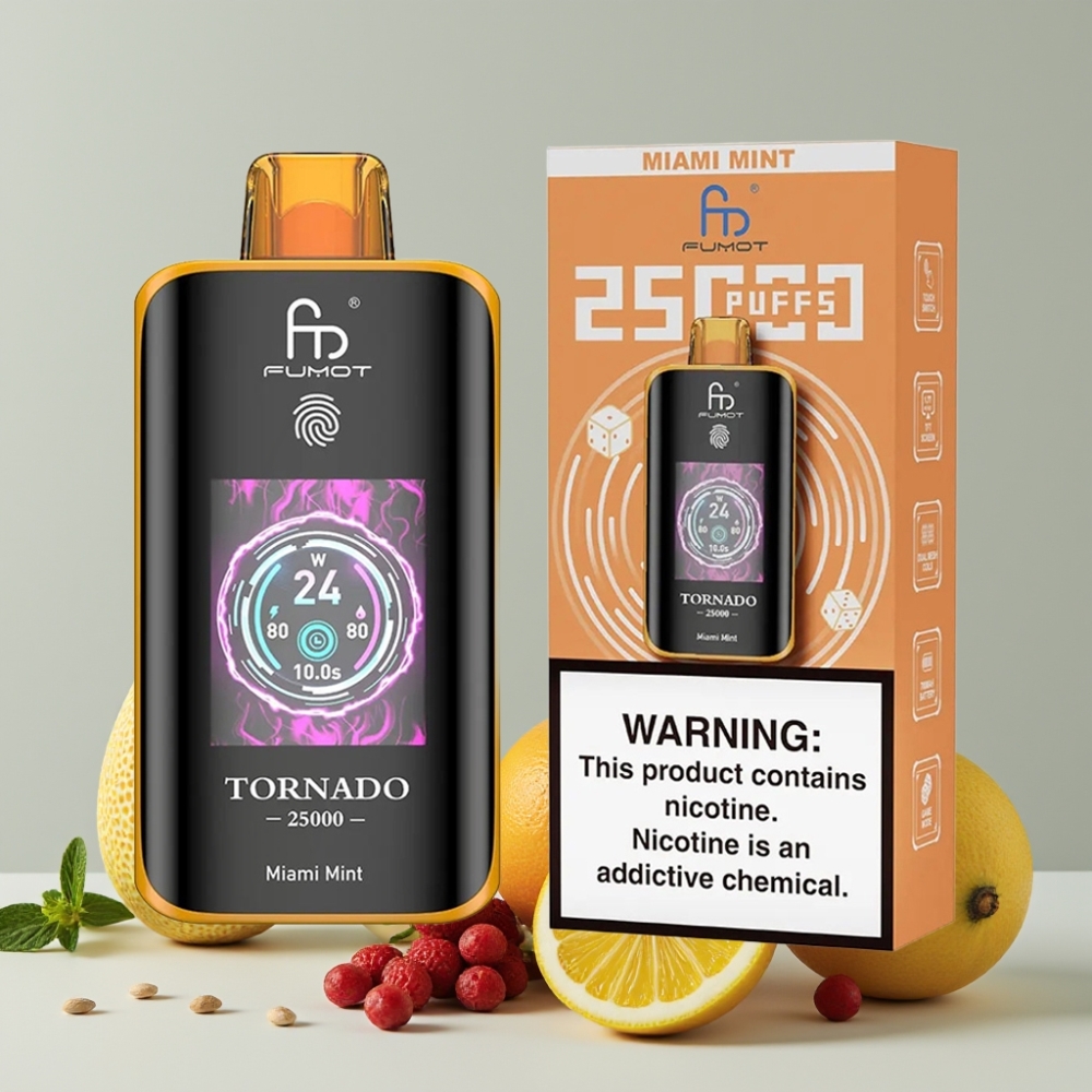 Fumot Tornado 25000 Puffs HD Screen Rechargeable Miami Mint Disposable Vape