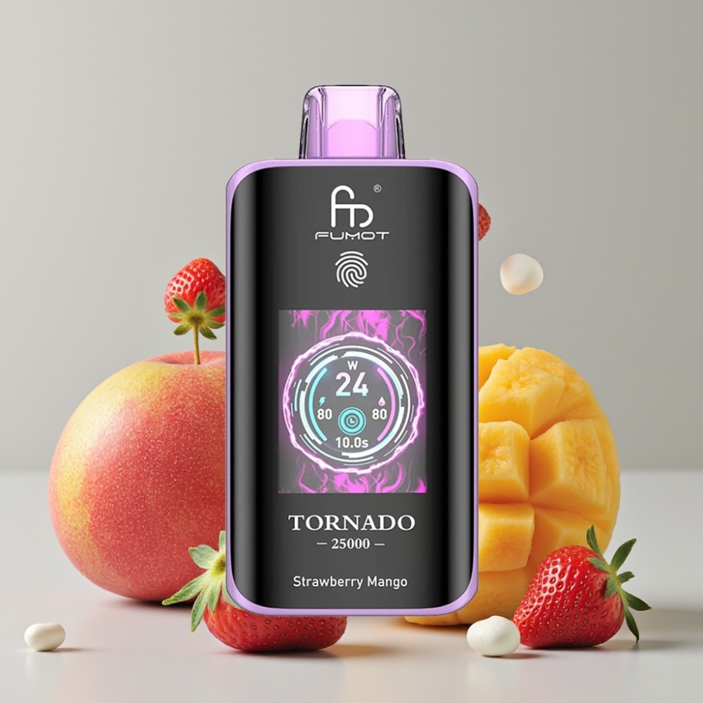 Fumot Tornado 25000 Puffs Strawberry Mango HD Screen 700mAh Type-C Rechargeable