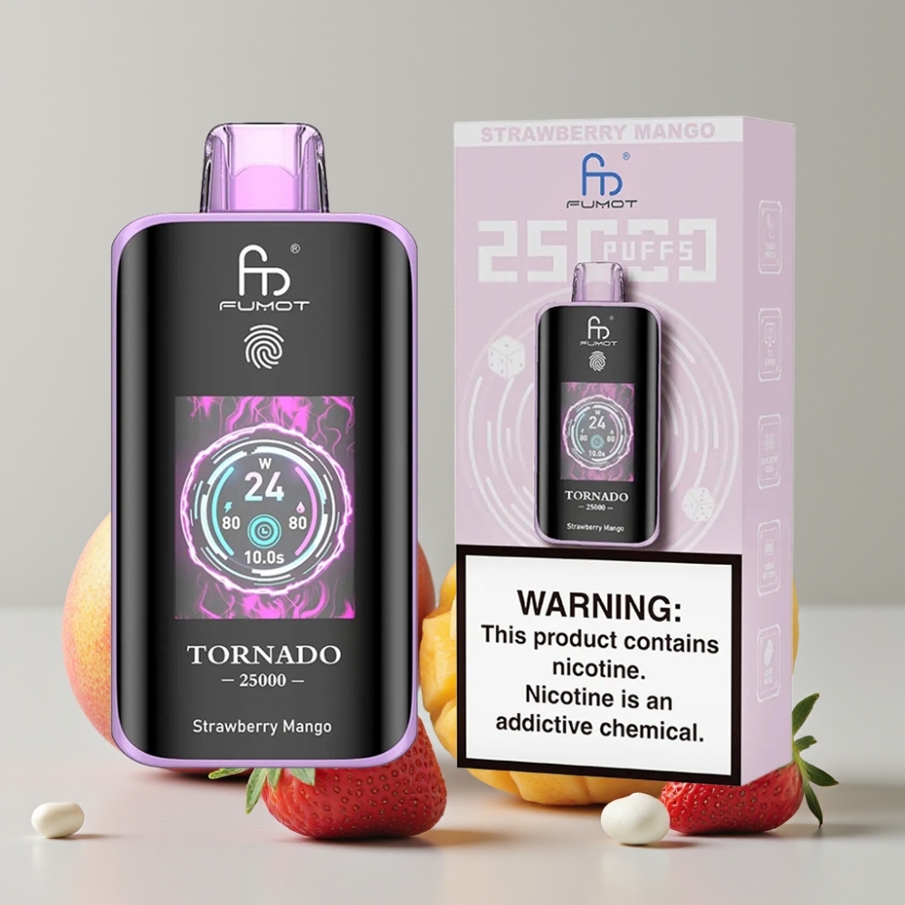 Fumot Tornado 25000 Puffs Strawberry Mango HD Screen 700mAh Type-C Rechargeable