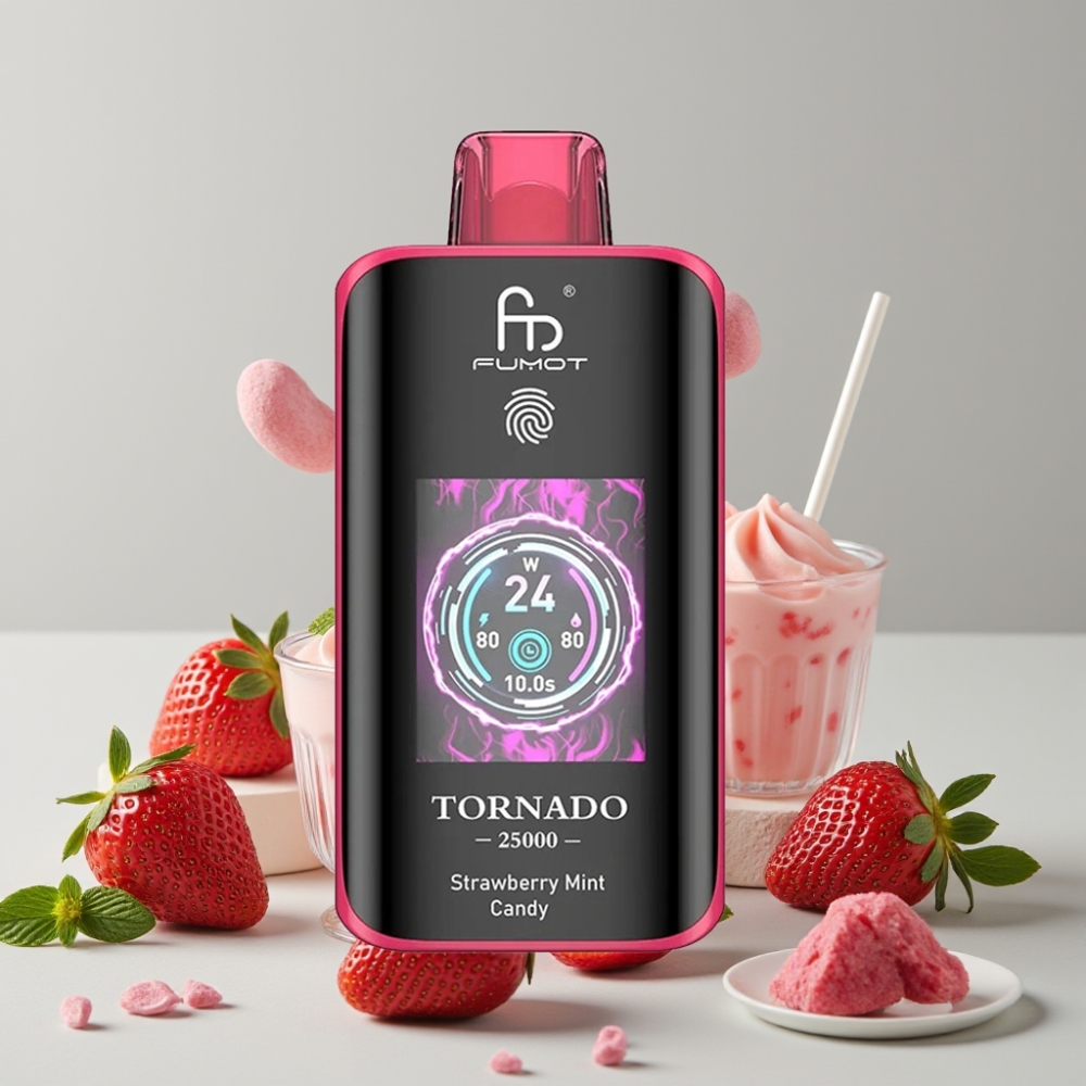 Fumot Tornado 25000 Puffs Strawberry Mint Candy HD Screen 700mAh 20ml Type-C