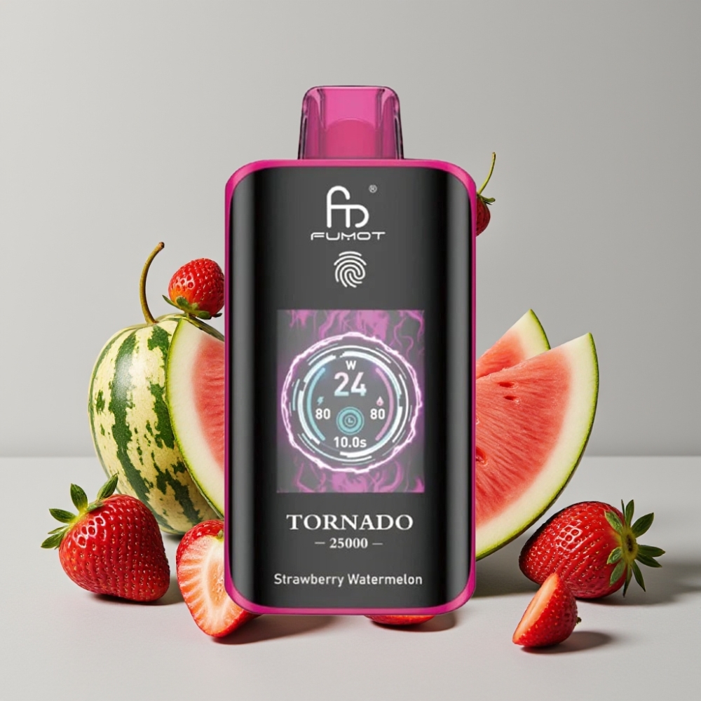 Fumot Tornado 25000 Puffs Strawberry Watermelon HD Screen 700mAh Type-C