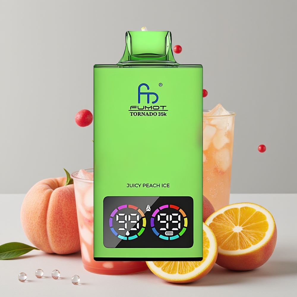 Fumot Tornado 35K Disposable Vape 35000 Puffs Juicy Peach Ice Dual Mesh RGB USB-C