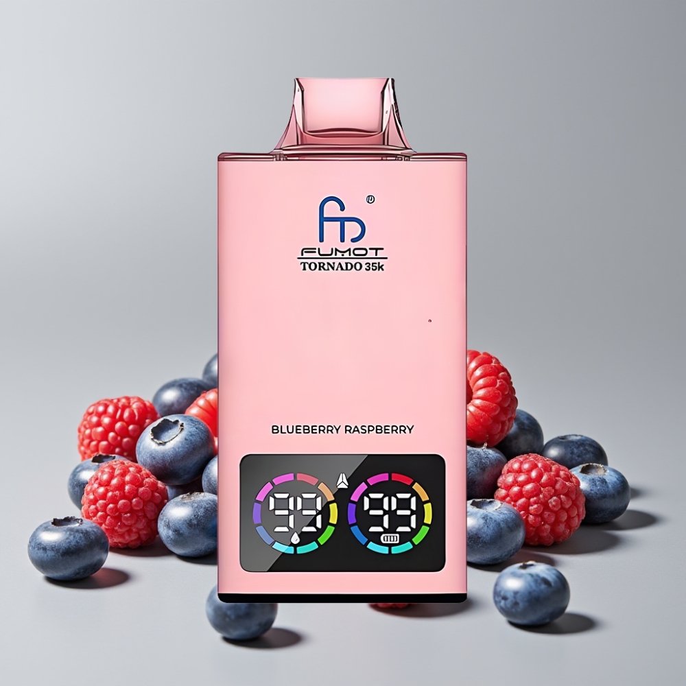 Fumot Tornado 35K Disposable Vape Blueberry Raspberry Dual Mesh Coil 15ml E-juice USB-C Fast Charging