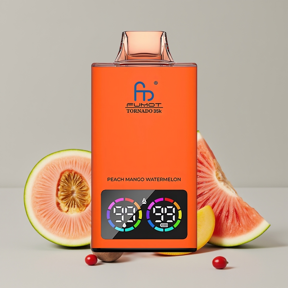 Fumot Tornado 35K Disposable Vape Peach Mango Watermelon Dual Mesh Coil 15ml 700mAh USB-C