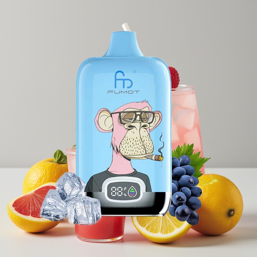 Fumot Tornado Digital Box 12000 Puffs Disposable Vape Pink Lemonade 20ml Mesh Coil Type-C