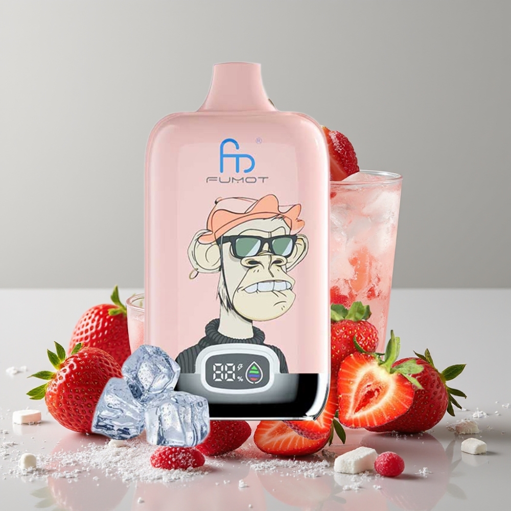 Fumot Tornado Digital Box 12000 Puffs Strawberry Ice 20ml Mesh Coil Type-C