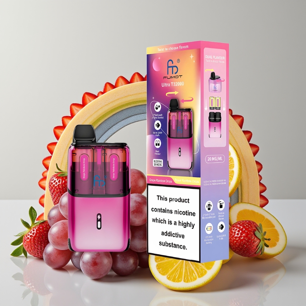 Fumot Ultra T32000 32000 Puffs 800mAh Type-C Grape Rainbow Drops - Straw Rainbow Drops
