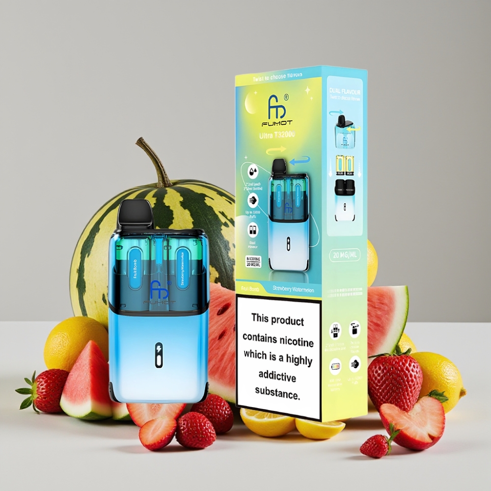 Fumot Ultra T32000 Disposable Vape 32000 Puffs 24ml 800mAh Type-C Fruit Bomb -Strawberry Watermelon