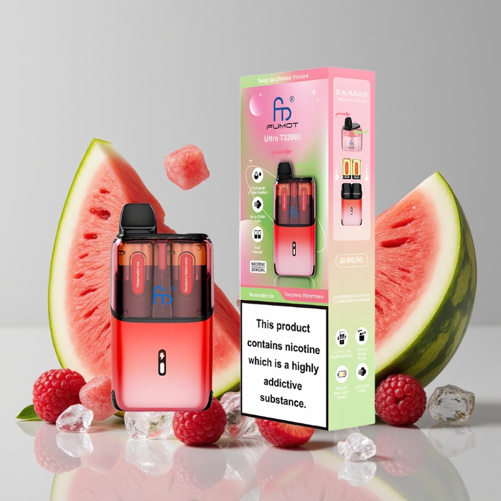 Fumot Ultra T32000 Disposable Vape 32000 Puffs 24ml Watermelon Ice Raspberry Watermelon 800mAh Type-C Mesh Coil