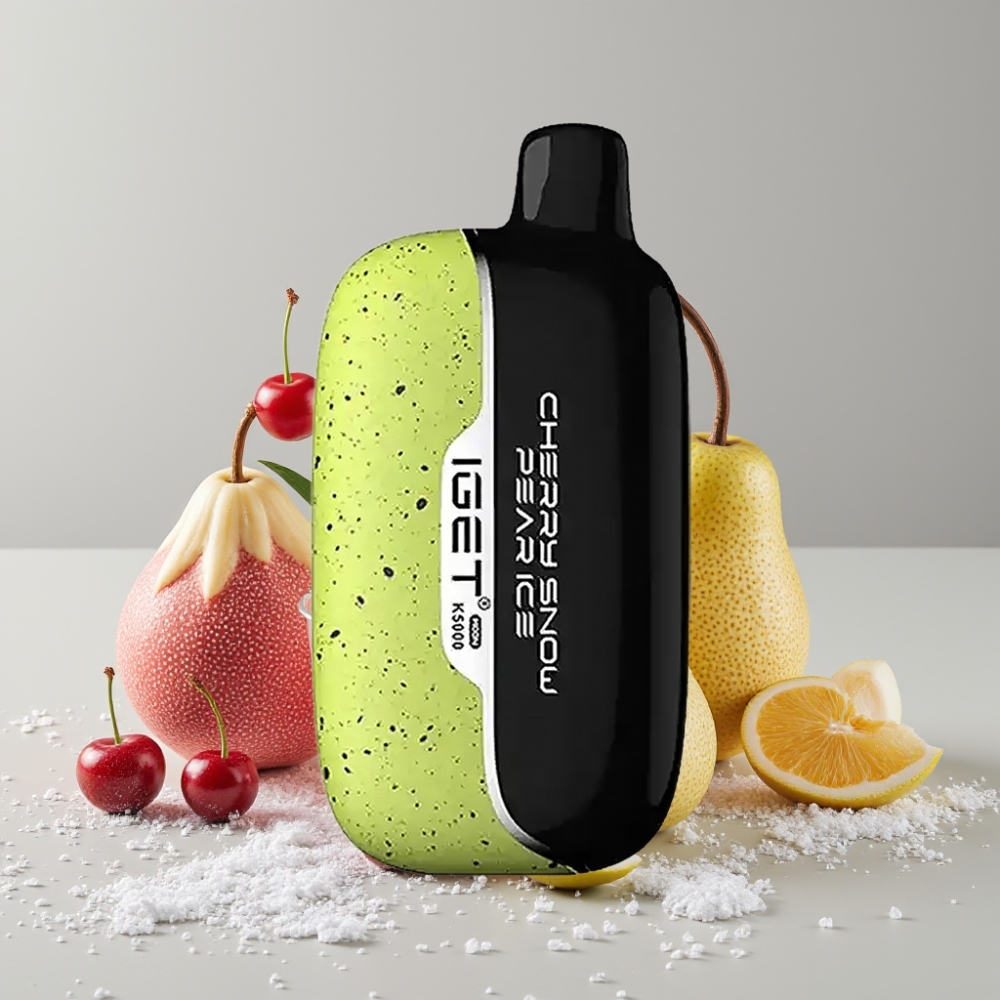 IGET Moon K5000 Puffs Disposable Vape Cherry Snow Pear Ice 81.5g PC 1.35 Ohm Mesh Coil