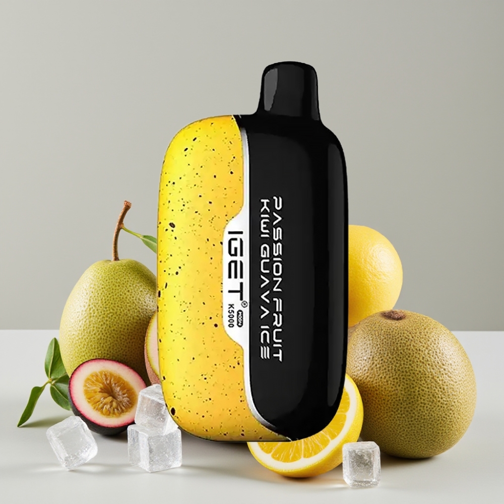 IGET Moon K5000 Puffs Disposable Vape Passion Fruit Kiwi Guava Ice 81.5g PC 1.35 Ohm Mesh Coil