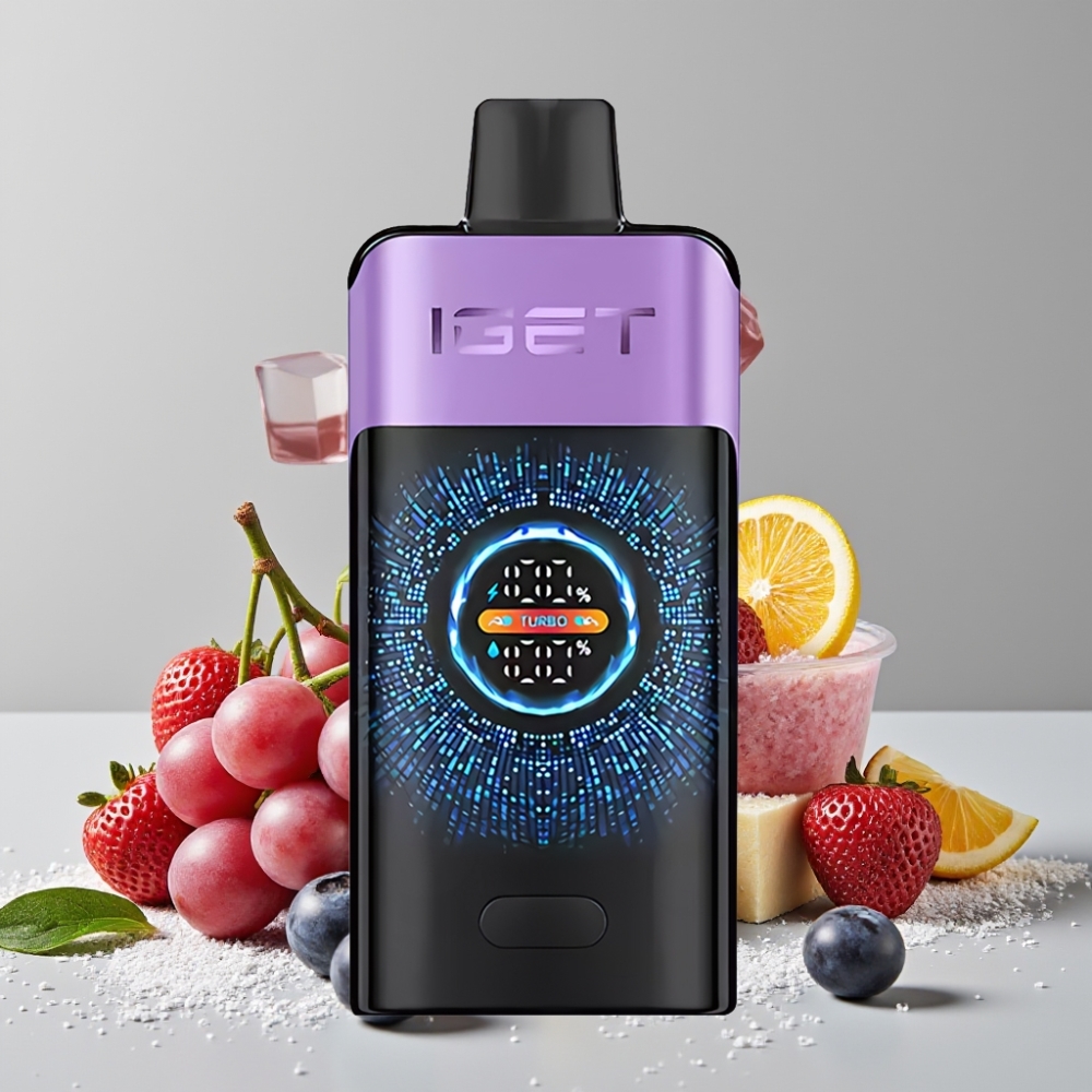 IGET ONE 12000 Puffs Disposable Vape Grape Ice 2700mAh Large Curved Screen 0.6ohm