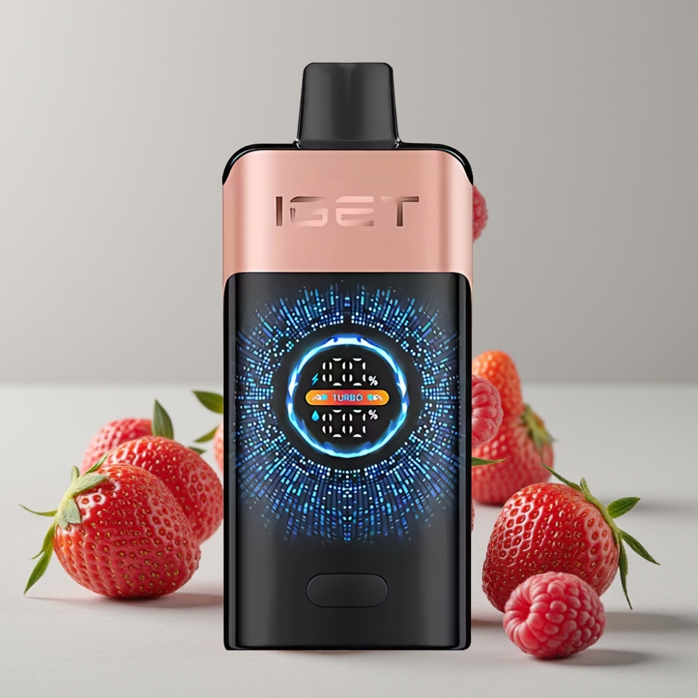 IGET ONE 12000 Puffs Disposable Vape Strawberry Raspberry with 2700mAh & Dual Mesh Coil
