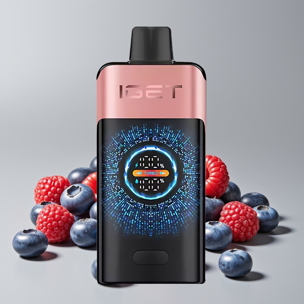IGET ONE 12000 Puffs Disposable Vape with Dual Mesh Coil & Large Screen Blueberry Raspberry