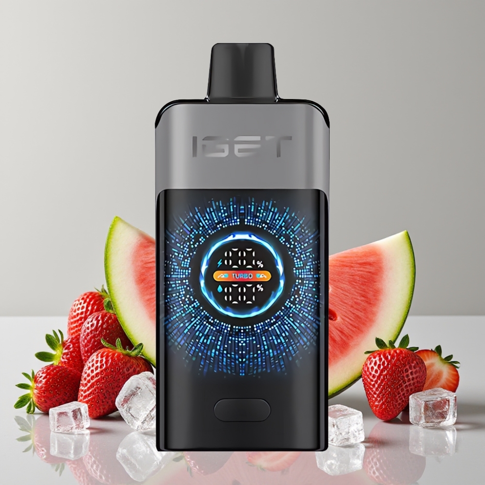 IGET ONE 12000 Puffs Strawberry Watermelon Ice Disposable Vape with Large Curved Screen & 2700mAh