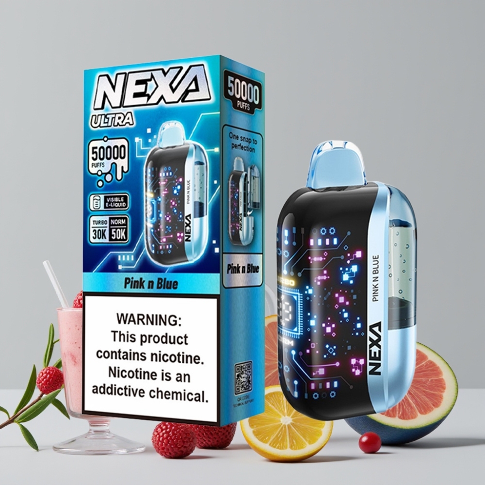 NEXA Ultra 50K Disposable Vape 20ml 5% Pink N Blue Type-C 3D Curved Screen