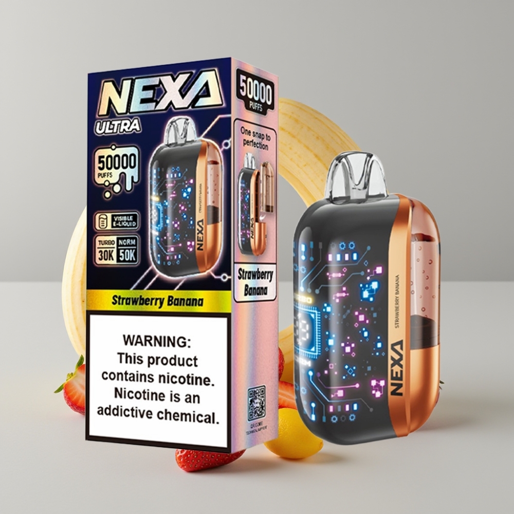 NEXA Ultra 50K Disposable Vape 20ml 5% Strawberry Banana 0.9ohm Dual Mesh