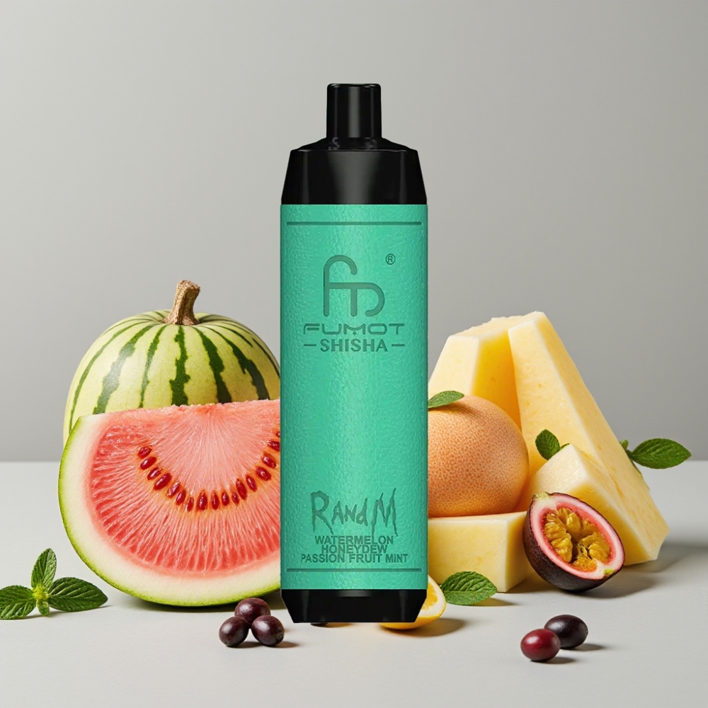 RandM Fumot Shisha 10000 Puffs Disposable Vape 18ml 850mAh Watermelon Honeydew Passion Fruit Mint