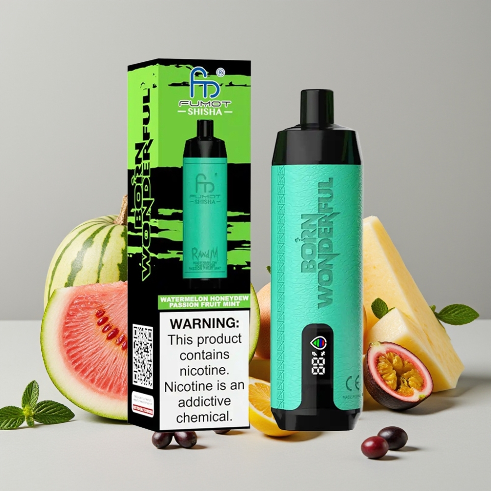 RandM Fumot Shisha 10000 Puffs Disposable Vape 18ml 850mAh Watermelon Honeydew Passion Fruit Mint