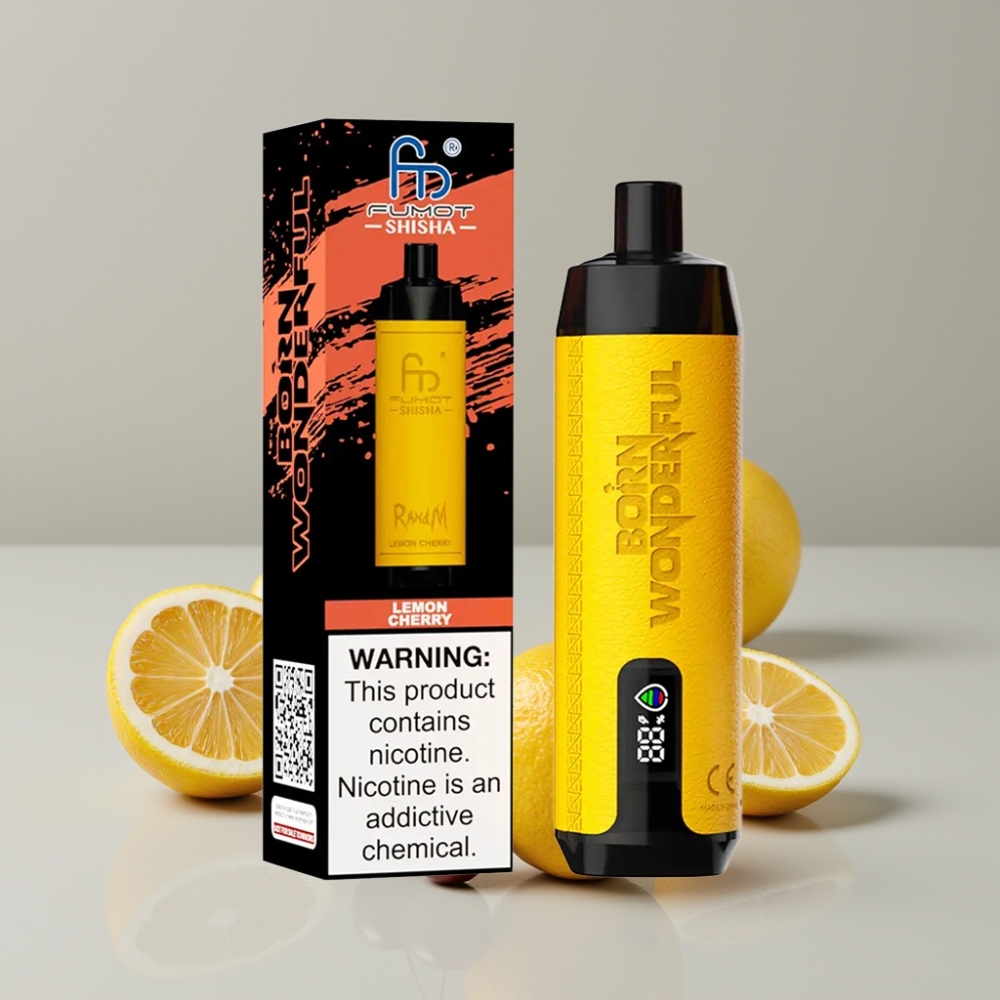 RandM Fumot Shisha 10000 Puffs Disposable Vape Lemon Cherry 18ml 0.5% Nicotine Type-C
