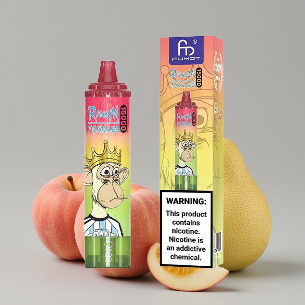 RandM Fumot Tornado 15000 Puffs 25ml 850mAh Mesh LCD Apple Peach Pear Disposable Vape