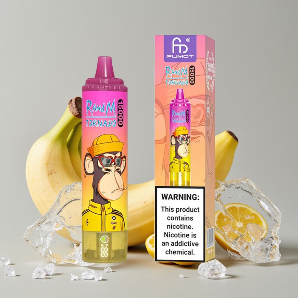 RandM Fumot Tornado 15000 Puffs 25ml Banana Ice 850mAh Mesh Coil Type-C LCD