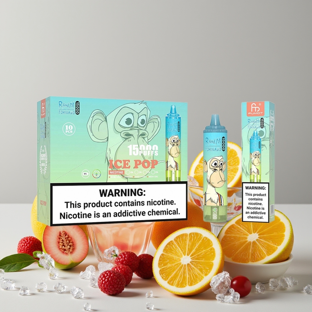 RandM Fumot Tornado 15000 Puffs 25ml Ice Pop Mesh Coil Type-C LCD Disposable Vape