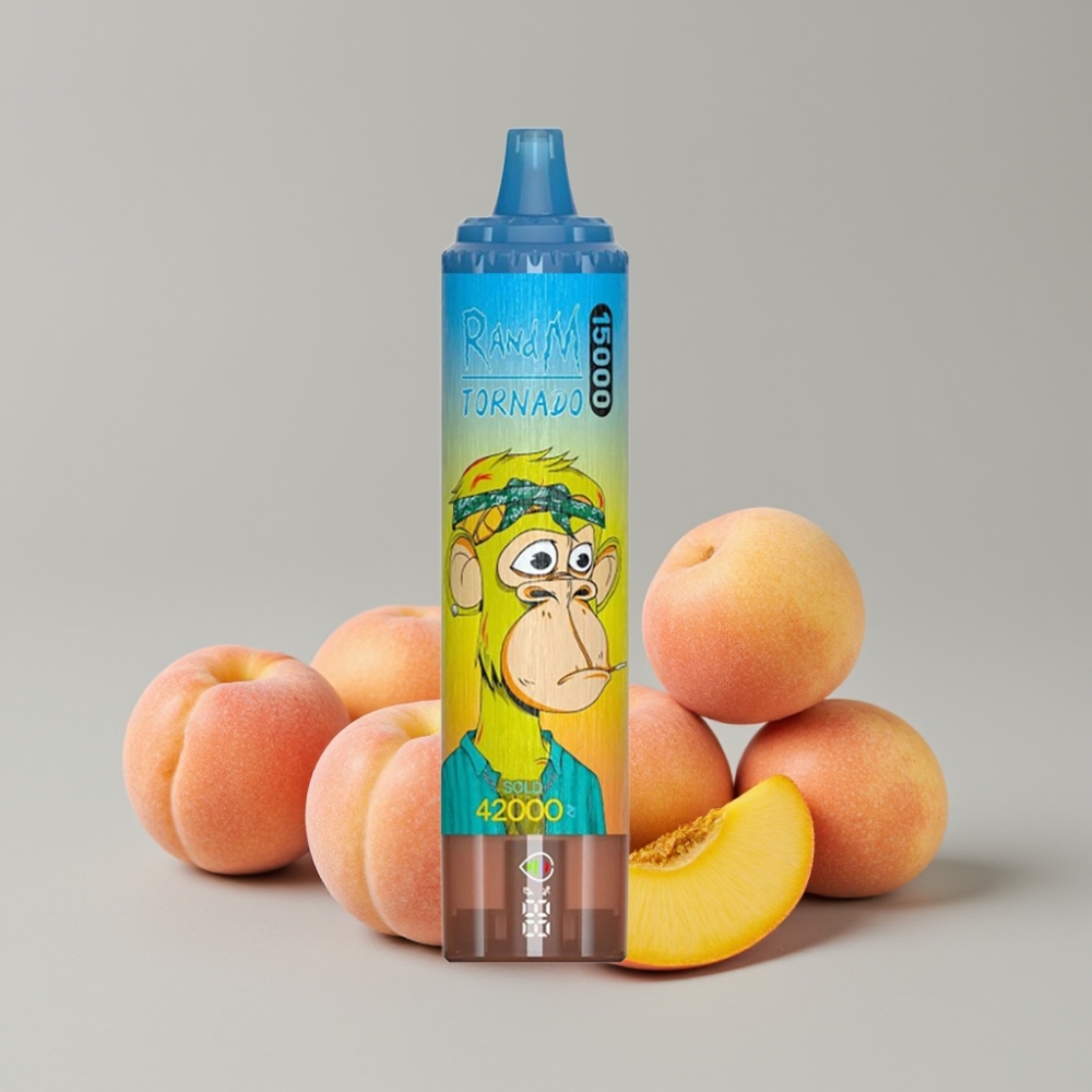 RandM Fumot Tornado 15000 Puffs 25ml Peach Mango USB-C LCD Mesh Coil