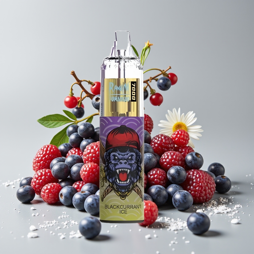 RandM Fumot Tornado 7000 Puffs 14ML 850MAH Mesh Coil Blackcurrant Ice Disposable Vape