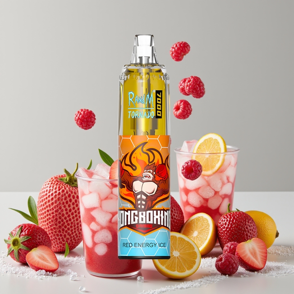 RandM Fumot Tornado 7000 Puffs 14ML 850MAH Mesh Coil Red Energy Ice Disposable Vape